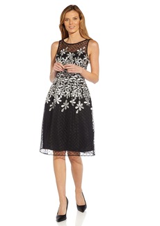 Adrianna Papell Women's Embroidered Fit and Flare