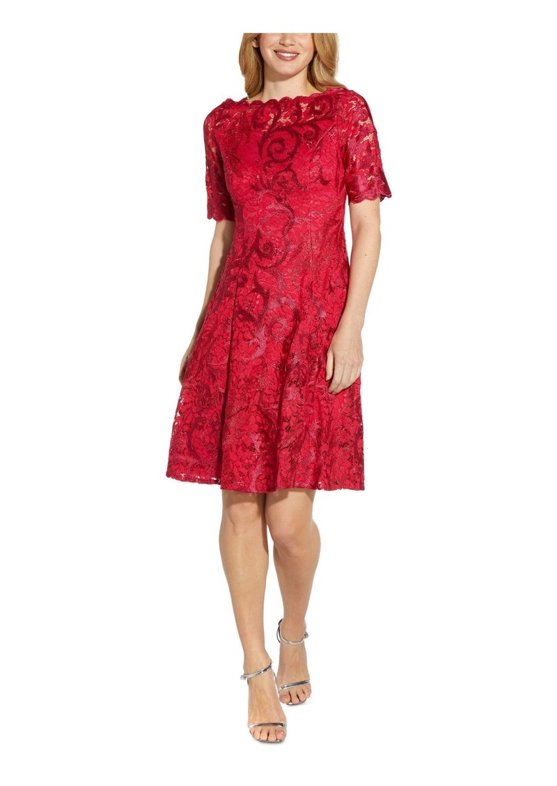 Adrianna Papell Women's Embroidered LACE MIDI Dress