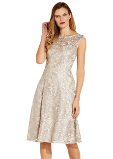 Adrianna Papell Women's Embroidered Midi Cocktail Dress