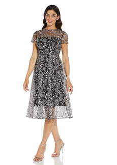 Adrianna Papell Women's Embroidered MIDI FIT and Flare