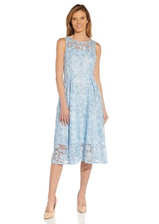 Adrianna Papell Women's Embroidered Tea Length Dress