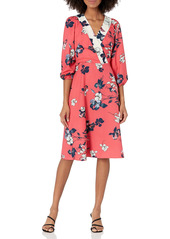 Adrianna Papell Women's Etched Blooms Faux WRAP Dress