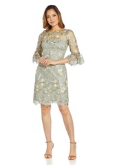Adrianna Papell Women's Embroidered Bell Sleeve Dress