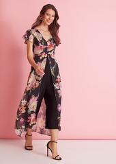 Adrianna Papell Women's Floral Flutter-Sleeve Jumpsuit - Black Multi