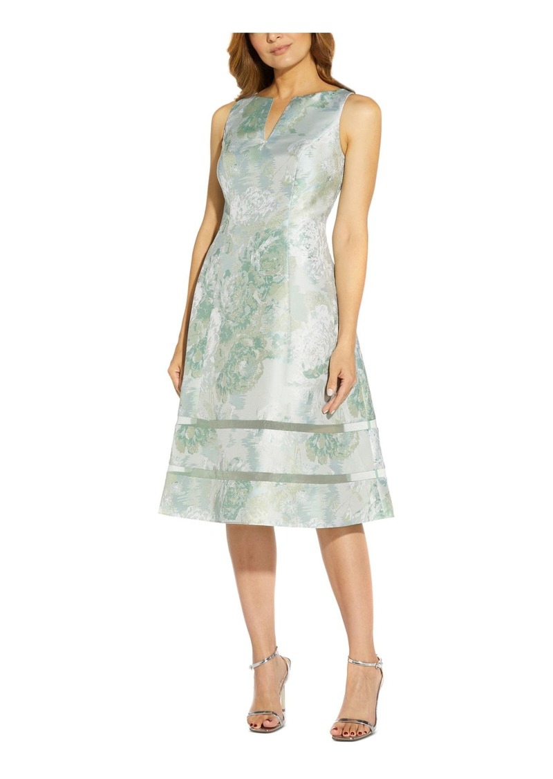 Adrianna Papell Women's Floral Jacquard Organza Trim Dress