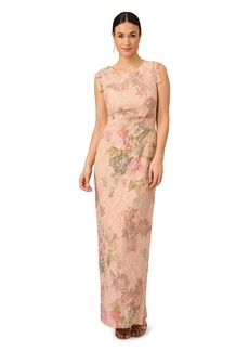Adrianna Papell Women's Floral Matelasse Gown