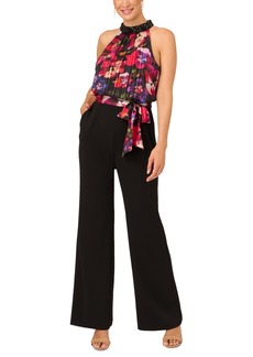 Adrianna Papell Women's Floral-Print Halter Jumpsuit - Black Multi