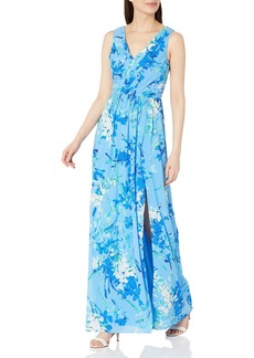 Adrianna Papell Women's Floral Print Sleeveless Gown