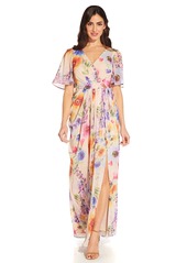 Adrianna Papell womens Floral Printed Chiffon Gown Special Occasion Dress   US