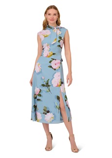 Adrianna Papell Women's Floral Printed TIE Neck Dress