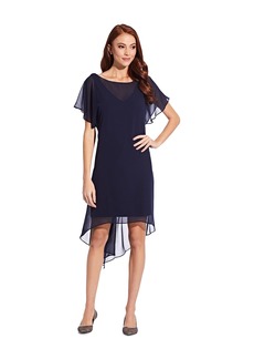 Adrianna Papell womens Flutter Sleeve Chiffon With High Low Hemline Cocktail Dress   US
