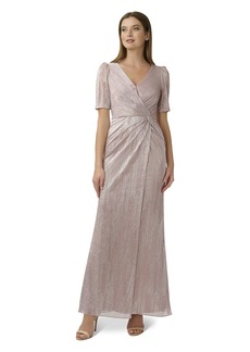Adrianna Papell Women's Foiled MESH Draped Gown