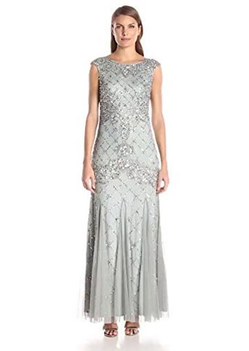 Adrianna Papell Women's Fully Beaded Gown with High Neckline