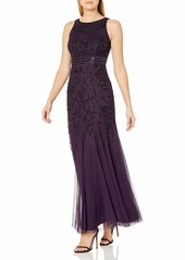 Adrianna Papell Women's Fully Beaded Long Evening Gown