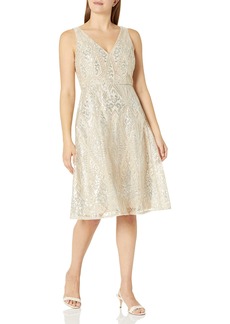 Adrianna Papell Women's GEO Sequin FIT Flare Dress