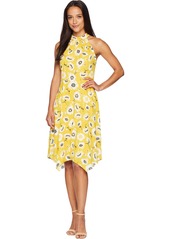Adrianna Papell Women's Graphic Floral with Hanky Hem Dress