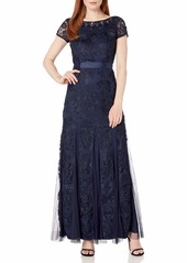 Adrianna Papell Women's Guipure Lace Gown with Godets and Beaded Neckline