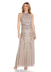 Adrianna Papell Women's Halter Beaded Gown