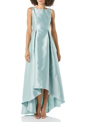 Adrianna Papell Women's High Low Mikado Ball Gown with V-Back Aqua dust