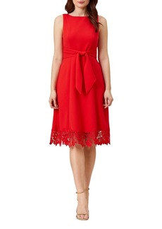 Adrianna Papell Women's Knit Crepe and LACE MIDI Dress