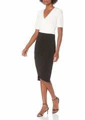 Adrianna Papell Women's Knit Crepe Colorblocked Dress