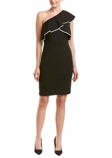 Adrianna Papell Women's Knit Crepe ONE Shoulder Flounce Dress