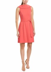 Adrianna Papell Women's Knit Crepe ROLL Neck A-LINE with TIE Dress