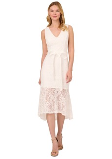 Adrianna Papell Women's Lace Flounce Midi Dress - Ivory