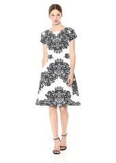 Adrianna Papell Women's LACE Printed FIT & Flare Dress
