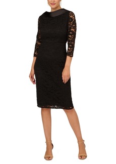 Adrianna Papell Women's Lace Shawl-Collar Sheath Dress - Black