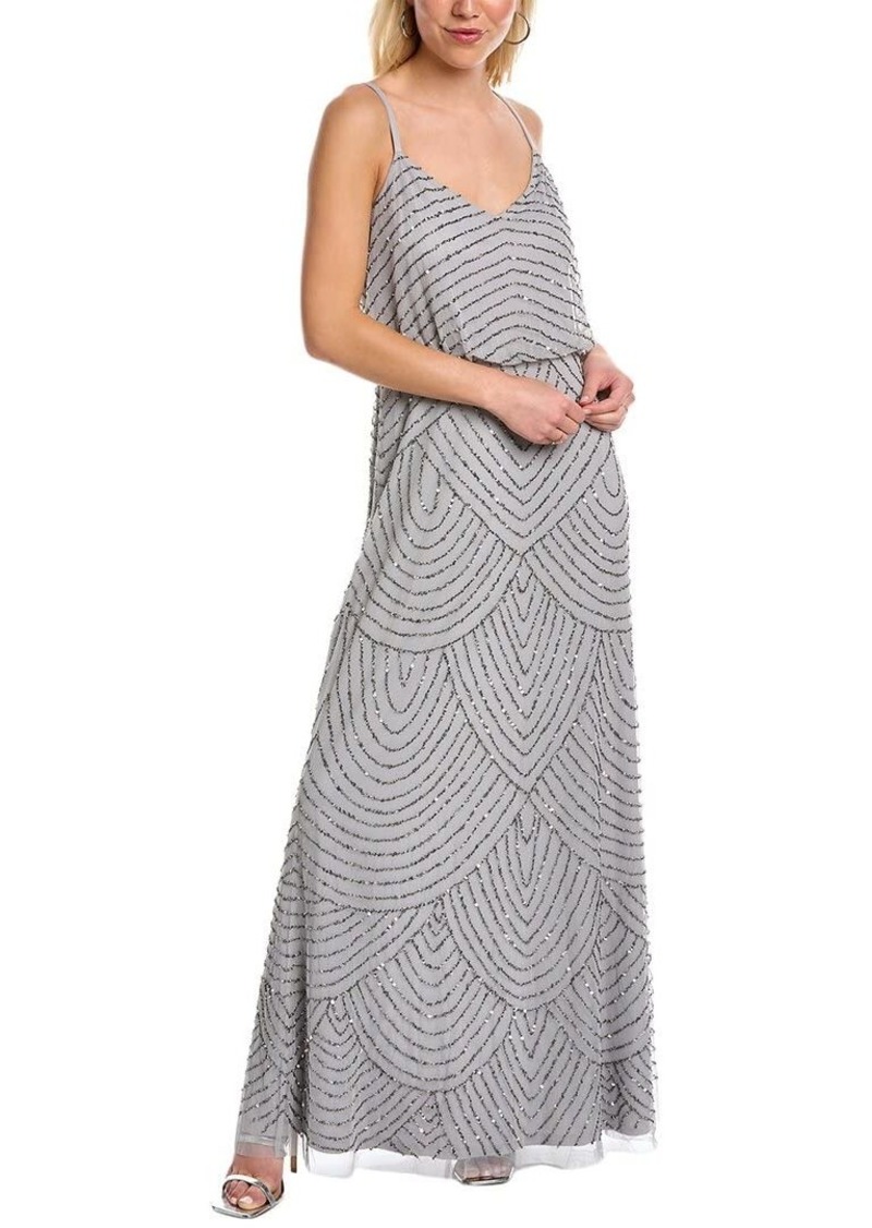 Adrianna Papell Women's Art Deco Beaded Blouson Gown