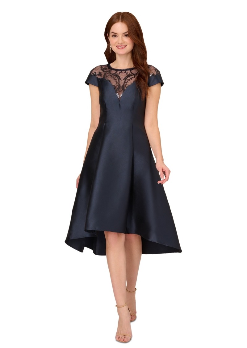 Adrianna Papell Women's Mikado High-Low Party Dress - Midnight