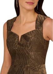 Adrianna Papell Women's Notch-Neck High-Low-Hem Metallic Gold Dress - Metallic Gold