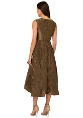 Adrianna Papell Women's Notch-Neck High-Low-Hem Metallic Gold Dress - Metallic Gold