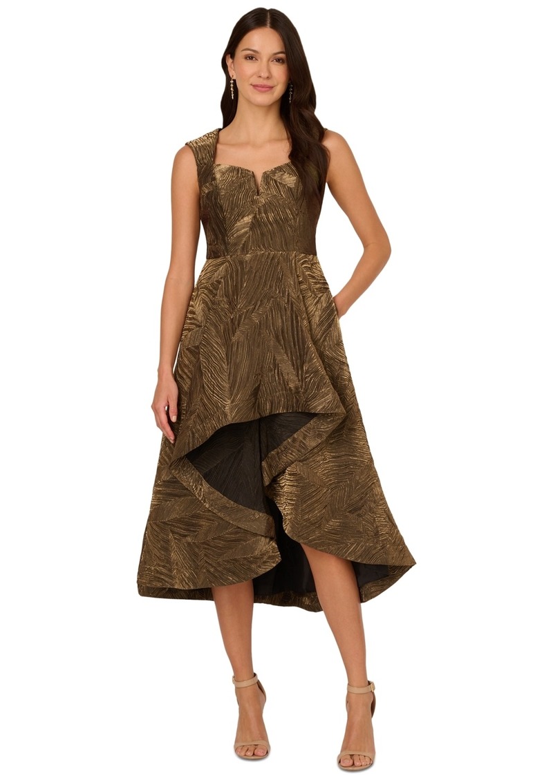 Adrianna Papell Women's Notch-Neck High-Low-Hem Metallic Gold Dress - Metallic Gold