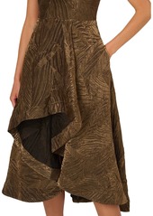 Adrianna Papell Women's Notch-Neck High-Low-Hem Metallic Gold Dress - Metallic Gold