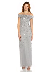 Adrianna Papell Women's Off Shoulder Beaded Gown