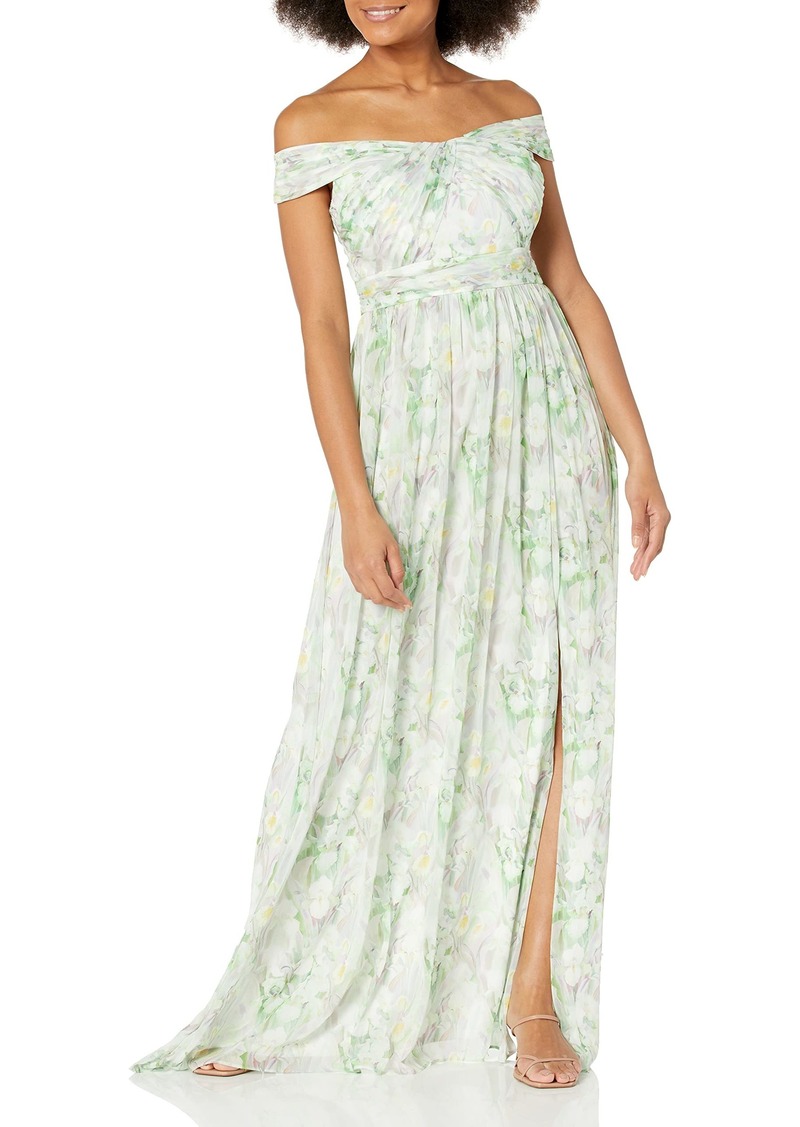 Adrianna Papell Women's Off Shoulder Chiffon Gown