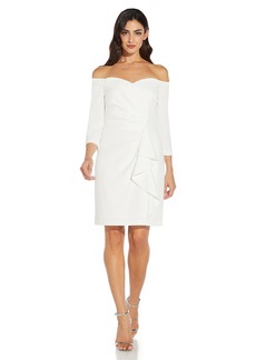 Adrianna Papell Women's Off Shoulder Crepe Dress