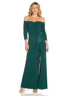 Adrianna Papell Women's Off Shoulder Crepe Gown
