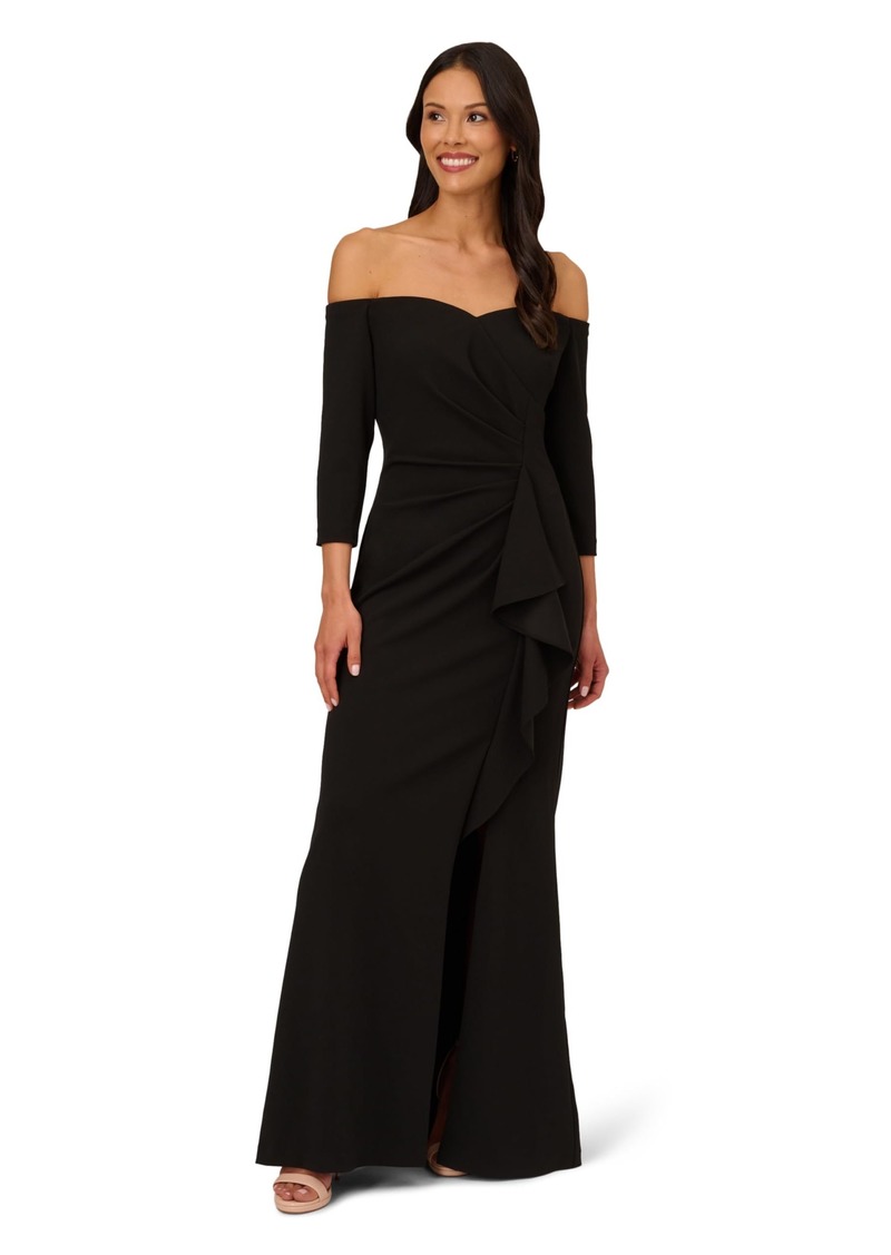 Adrianna Papell Women's Off Shoulder Crepe Gown