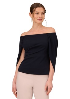 Adrianna Papell Women's Off-The-Shoulder Cape-Sleeve Top - Midnight