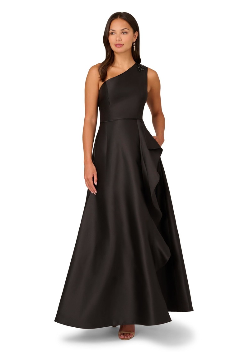 Adrianna Papell Women's One Shoulder Mikado Gown