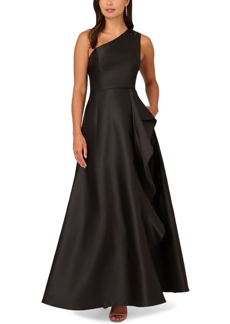 Adrianna Papell Women's One Shoulder Mikado Gown