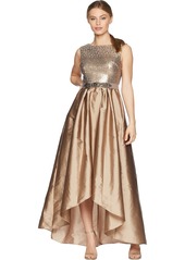 Adrianna Papell Women's Petite Ombre Sequin HIGH-Low Dress with Taffeta Skirt  10P