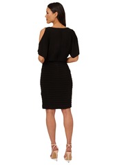 Adrianna Papell Women's Pintuck Beaded-Trim Dress - Black