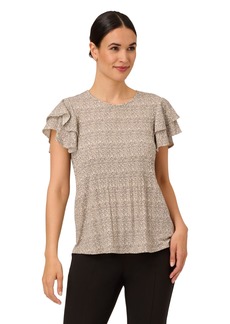 Adrianna Papell Women's Pleated Knit Double Sleeve TOP