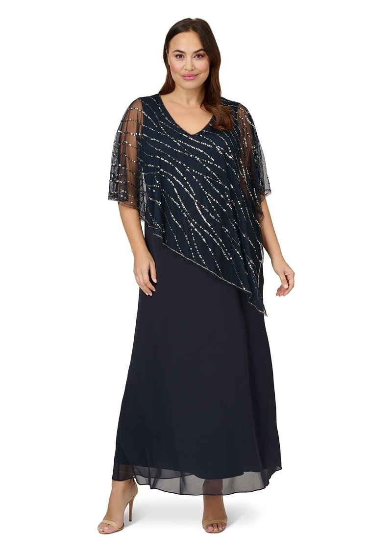 Adrianna Papell Women's Plus Size Beaded Popover Midi Dress