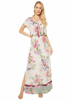 Adrianna Papell Women's Plus Size Floral Border Print Maxi Dress