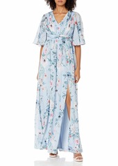 Adrianna Papell Women's Printed Floral Chiffon Gown GLACIER MULTI